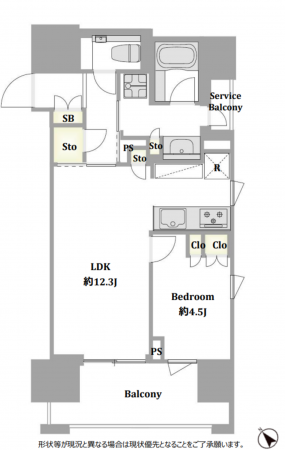 目黒区下目黒、マンションの間取り画像です