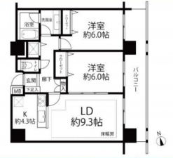 渋谷区富ヶ谷、マンションの間取り画像です