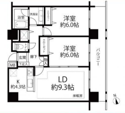 渋谷区富ヶ谷、マンションの間取り画像です