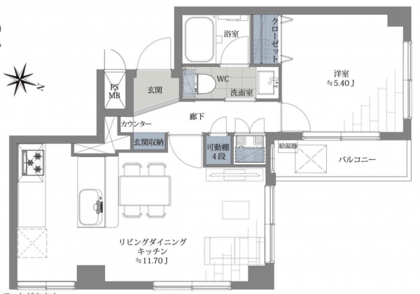 渋谷区上原、マンションの間取り画像です