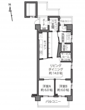 目黒区青葉台、マンションの間取り画像です