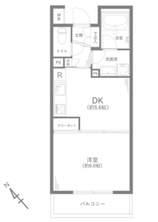 目黒区中目黒、マンションの間取り画像です