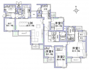 目黒区中目黒、マンションの間取り画像です