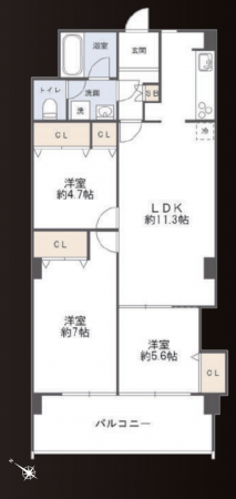 渋谷区代々木、マンションの間取り画像です