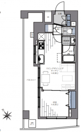渋谷区代々木、マンションの間取り画像です