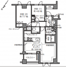 渋谷区上原、マンションの間取り画像です
