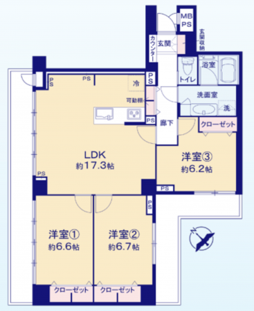 渋谷区代々木、マンションの間取り画像です