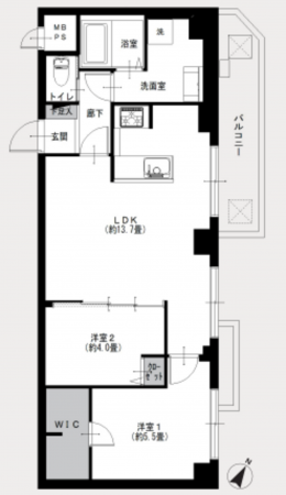 渋谷区富ヶ谷、マンションの間取り画像です