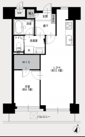 渋谷区広尾、マンションの間取り画像です
