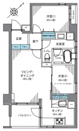 渋谷区富ヶ谷、マンションの間取り画像です