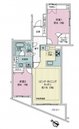 渋谷区代々木、マンションの間取り画像です