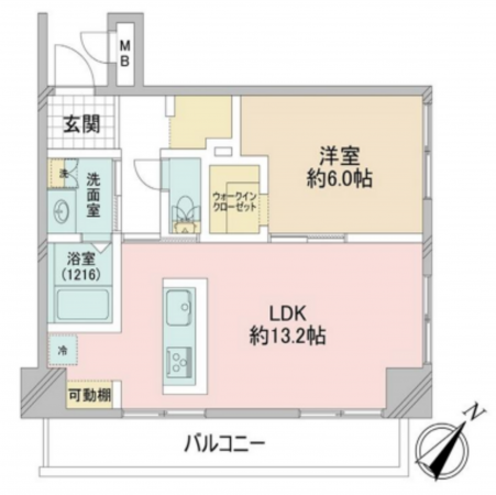 目黒区上目黒、マンションの間取り画像です