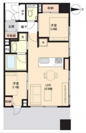 渋谷区恵比寿南、マンションの間取り画像です