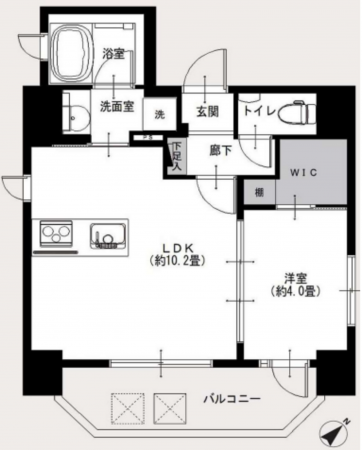 目黒区上目黒、マンションの間取り画像です