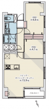 渋谷区代官山町、マンションの間取り画像です
