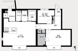 渋谷区上原、マンションの間取り画像です