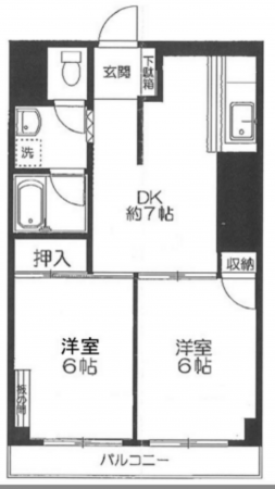 渋谷区代々木、マンションの間取り画像です