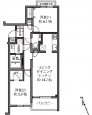 目黒区東山、マンションの間取り画像です