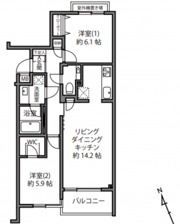 目黒区東山、マンションの間取り画像です