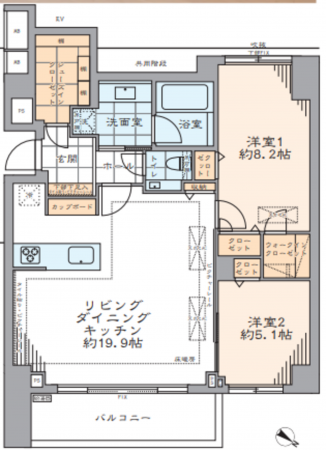 渋谷区南平台町、マンションの間取り画像です