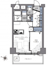 目黒区目黒、マンションの間取り画像です