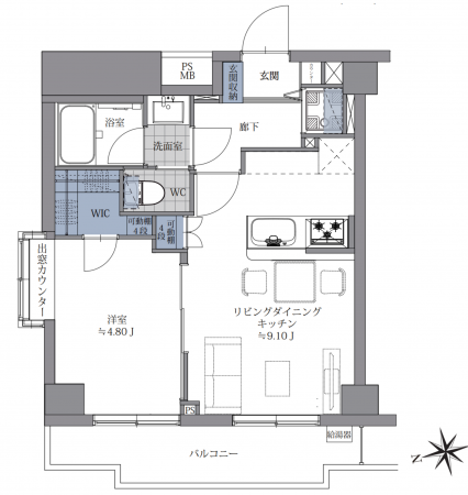 渋谷区桜丘町、マンションの間取り画像です