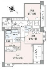 渋谷区南平台町、マンションの間取り画像です