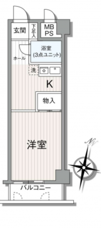 渋谷区円山町、マンションの間取り画像です
