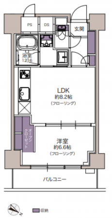 目黒区目黒、マンションの間取り画像です