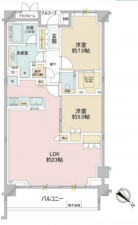 目黒区目黒、マンションの間取り画像です