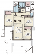 渋谷区代々木、マンションの間取り画像です