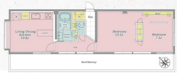 渋谷区初台、マンションの間取り画像です