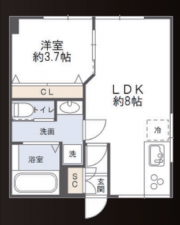 渋谷区千駄ヶ谷、マンションの間取り画像です