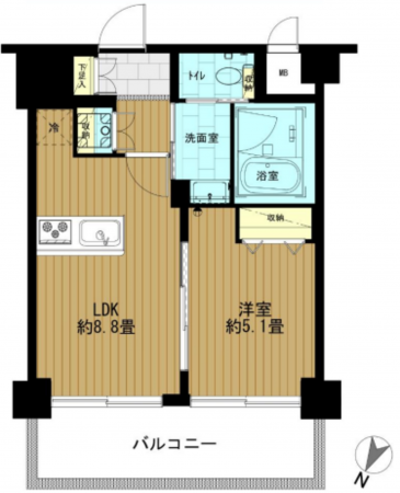 渋谷区神宮前、マンションの間取り画像です