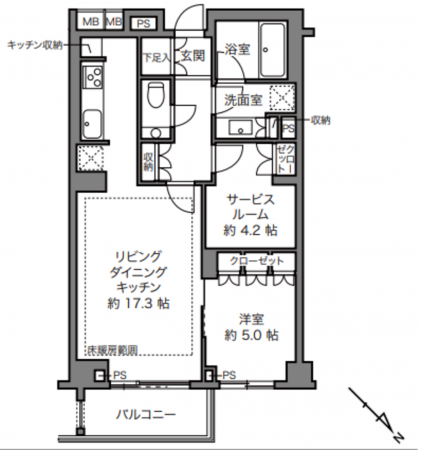 渋谷区南平台町、マンションの間取り画像です