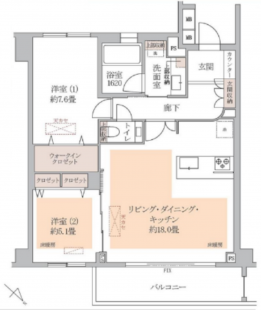 渋谷区南平台町、マンションの間取り画像です