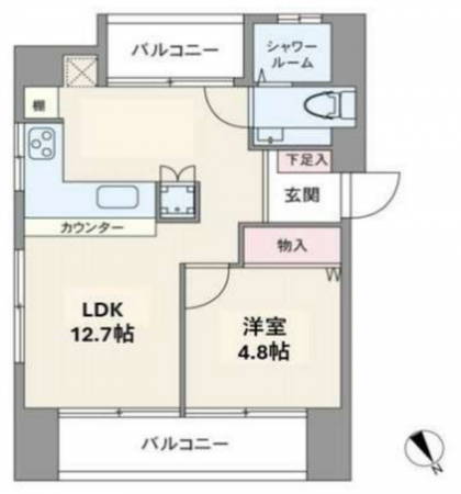 目黒区目黒、マンションの間取り画像です
