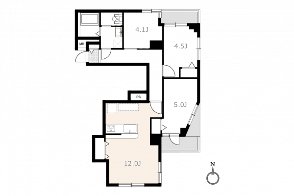 目黒区駒場、マンションの間取り画像です