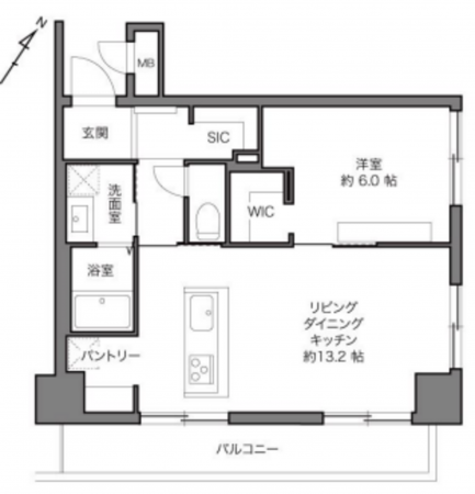 目黒区上目黒、マンションの間取り画像です