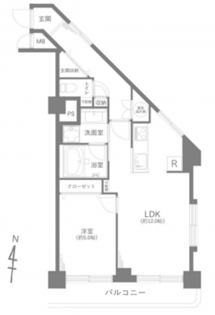 渋谷区代官山町、マンションの間取り画像です