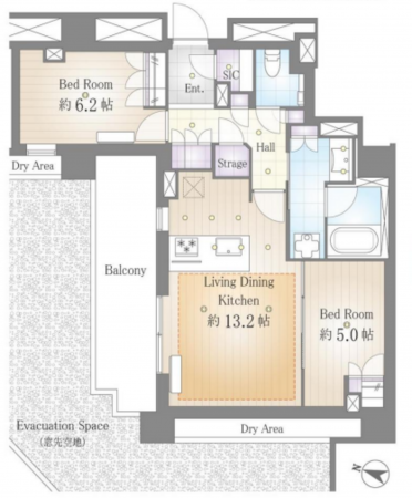 渋谷区代々木、マンションの間取り画像です