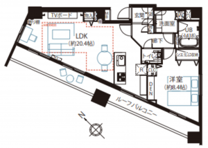 渋谷区恵比寿西、マンションの間取り画像です