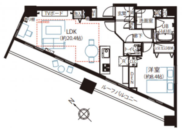 渋谷区恵比寿西、マンションの間取り画像です