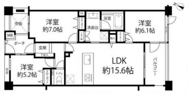 目黒区中町、マンションの間取り画像です