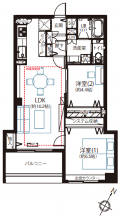 目黒区青葉台、マンションの間取り画像です