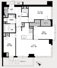 目黒区目黒、マンションの間取り画像です