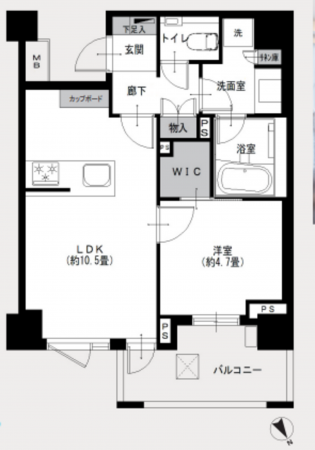 目黒区上目黒、マンションの間取り画像です