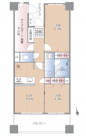 渋谷区恵比寿、マンションの間取り画像です