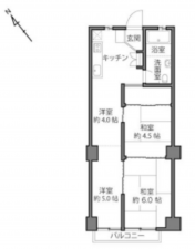 目黒区三田、マンションの間取り画像です