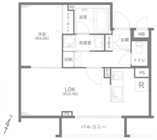 渋谷区代々木、マンションの間取り画像です